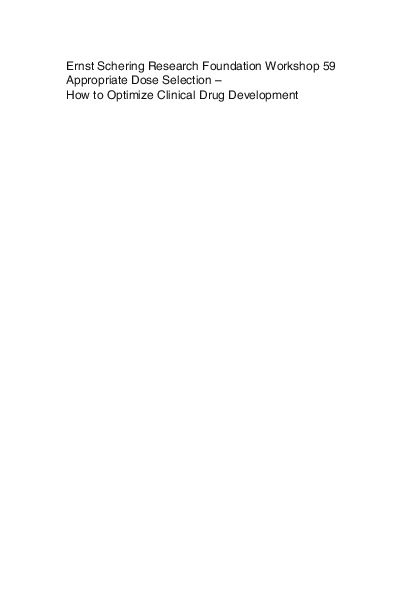 (PDF) Appropriate Dose Selection — How to Optimize Clinical Drug ...