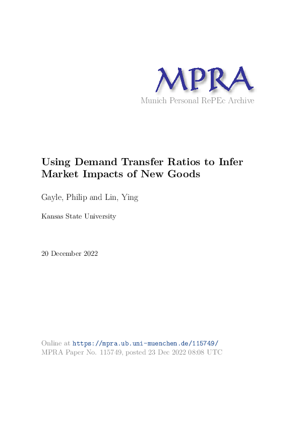 (PDF) Using demand transfer ratios to infer market impacts of new goods