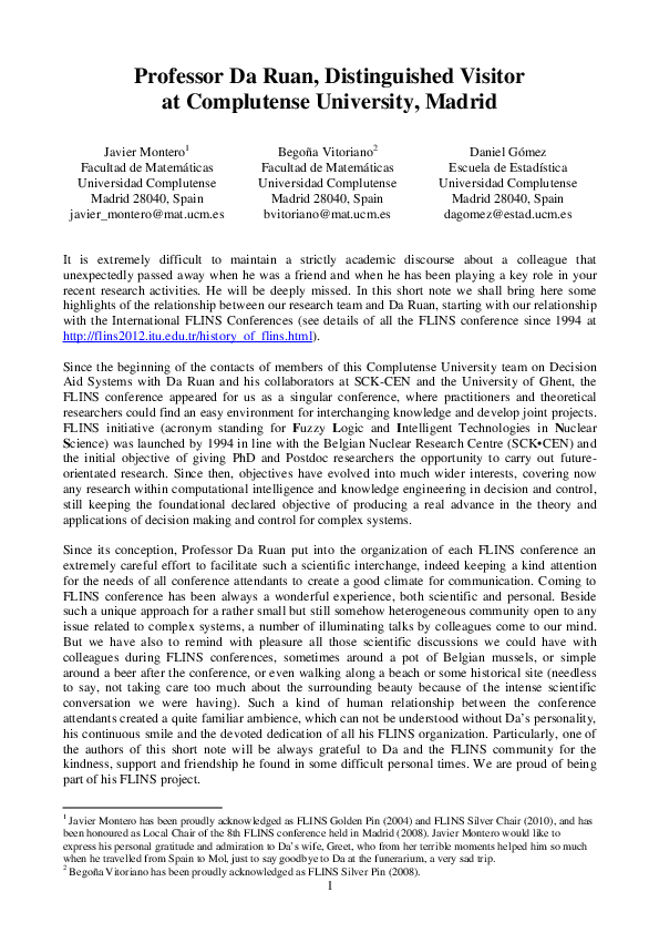 (PDF) Professor Da Ruan, Distinguished Visitor at Complutense ...