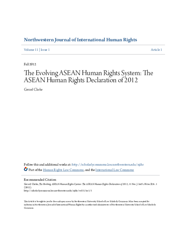 (PDF) 54. The Evolving ASEAN Human Rights System: The ASEAN Human ...