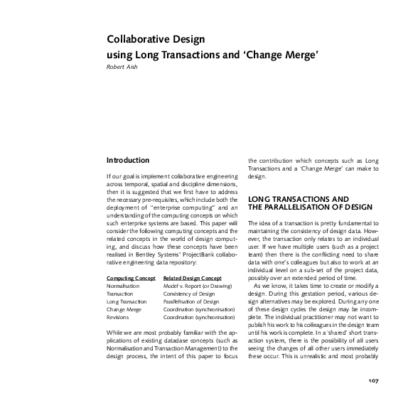 (PDF) Collaborative Design using Long Transactions and 