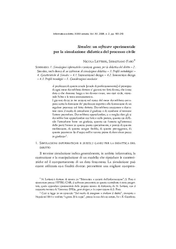 (PDF) Simulex: un software sperimentale per la simulazione didattica ...