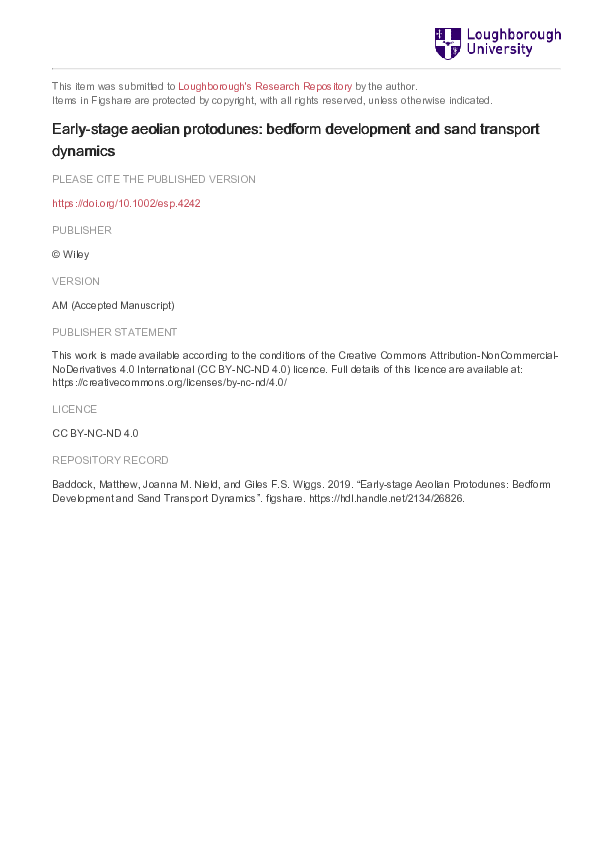 (PDF) Early-stage aeolian protodunes: Bedform development and sand ...