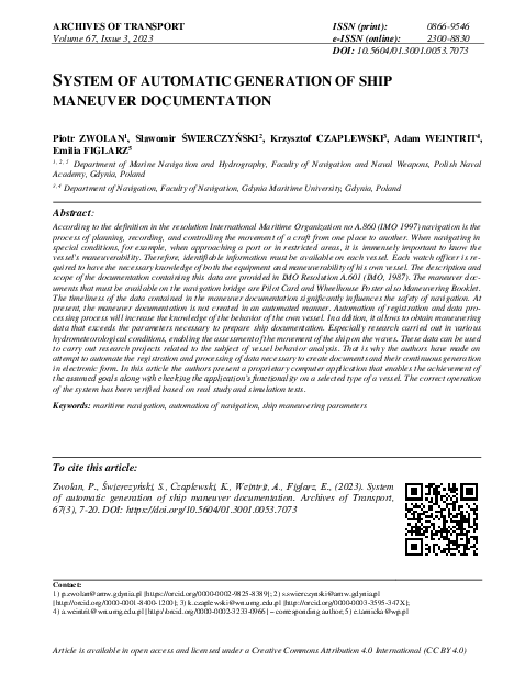 System of automatic generation of ship maneuver documentation
