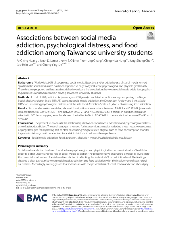 (PDF) Associations between social media addiction, psychological ...