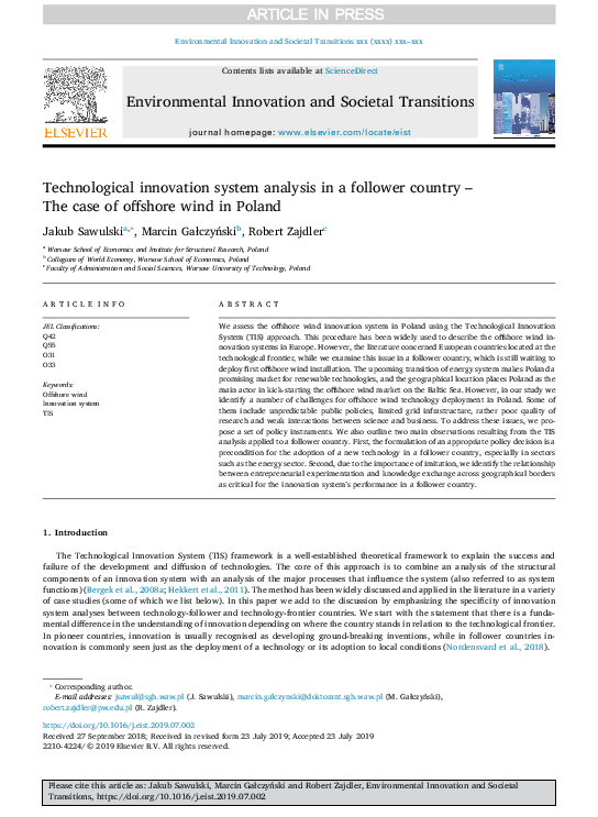 (PDF) Technological innovation system analysis in a follower country ...