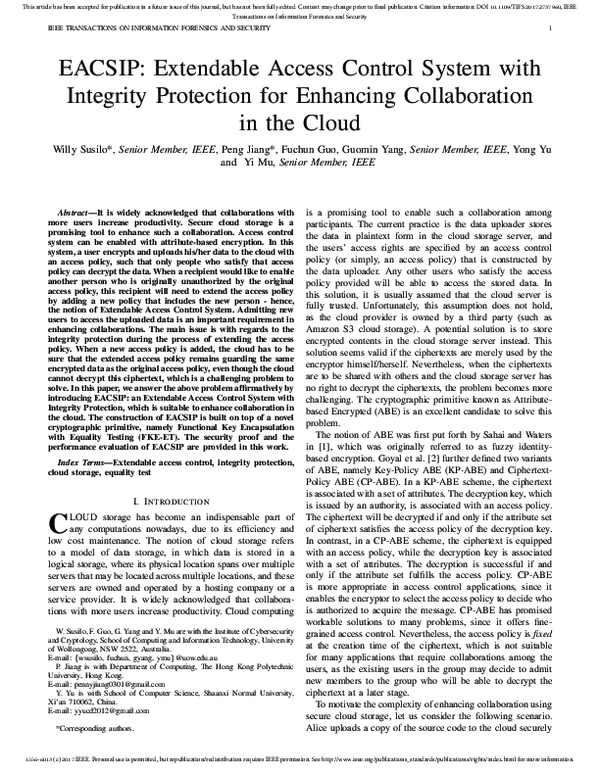 (PDF) EACSIP: Extendable Access Control System With Integrity ...