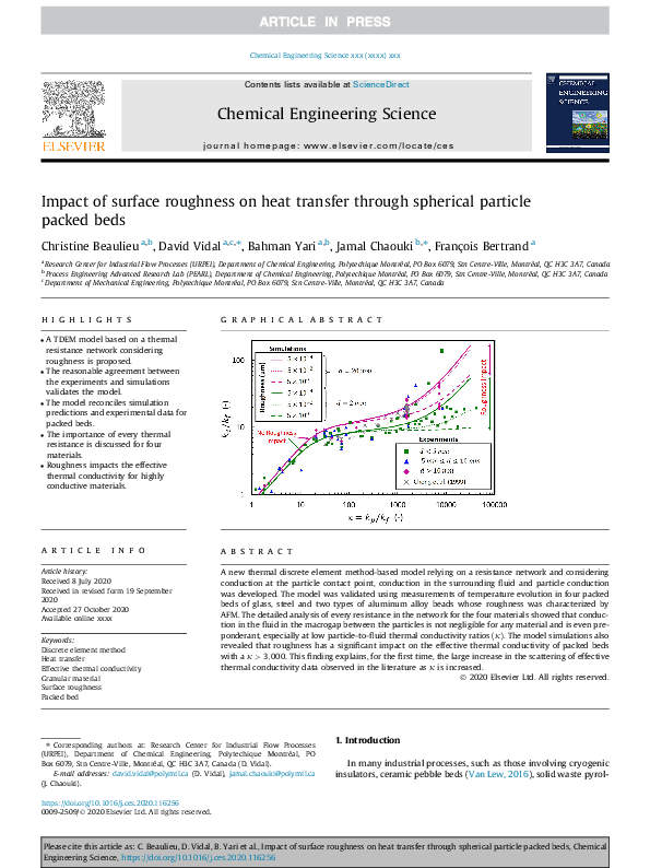 (PDF) Impact of surface roughness on heat transfer through spherical ...