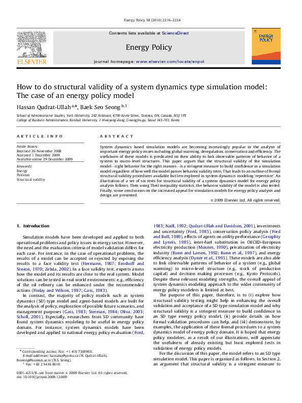 (PDF) How to do structural validity of a system dynamics type ...