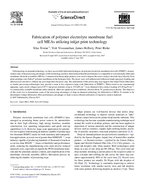 (PDF) Fabrication of polymer electrolyte membrane fuel cell MEAs ...