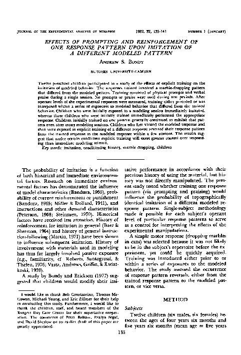 (PDF) Effects of prompting and reinforcement of one response pattern ...