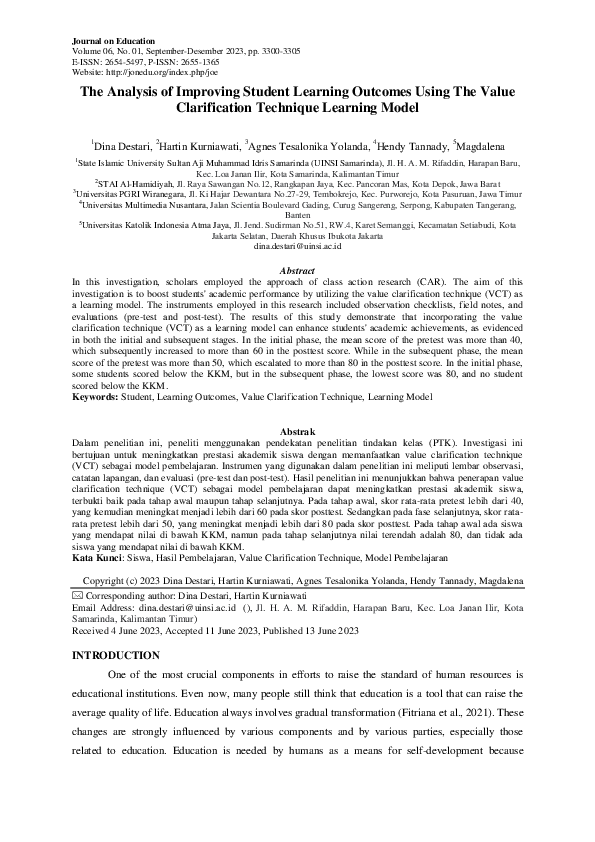 (PDF) The Analysis of Improving Student Learning Outcomes Using The ...