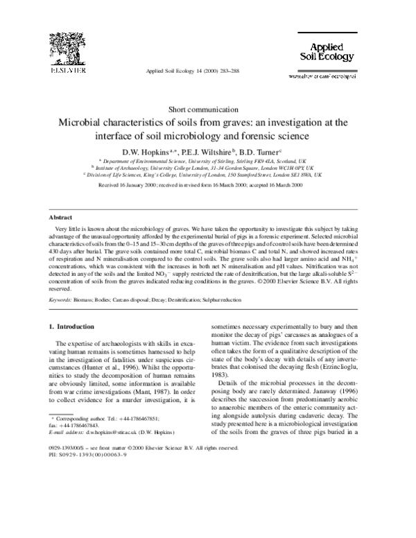 (PDF) Microbial characteristics of soils from graves: an investigation ...