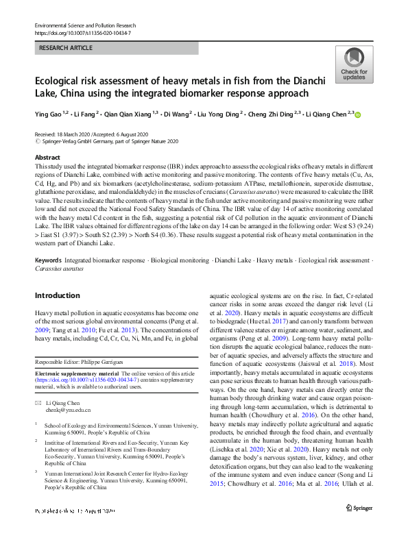 (PDF) Ecological risk assessment of heavy metals in farmland soils in ...