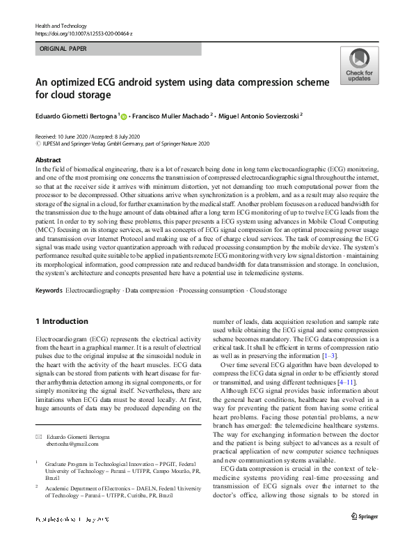 (PDF) An optimized ECG android system using data compression scheme for ...