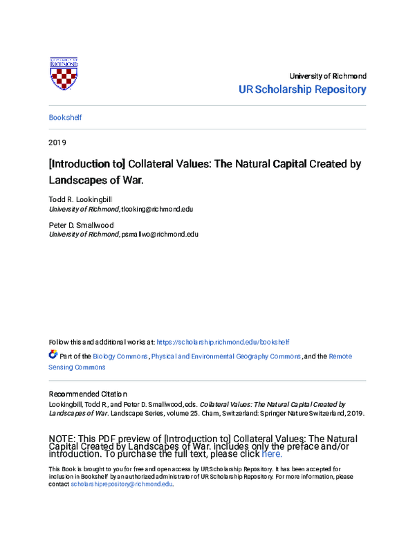 (PDF) Collateral Values: The Natural Capital Created by Landscapes of War