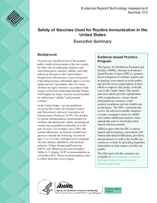 (PDF) Safety of Vaccines Used for Routine Immunization in the United States