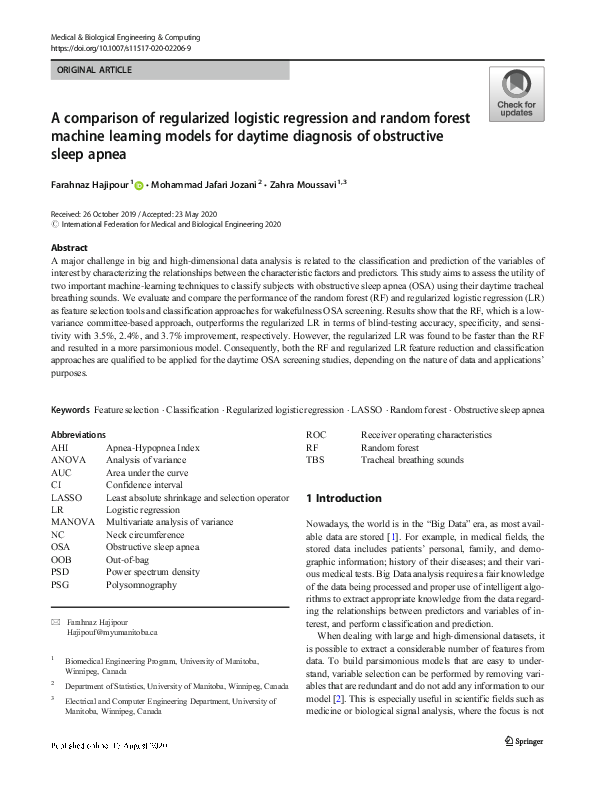 (PDF) A comparison of regularized logistic regression and random forest ...