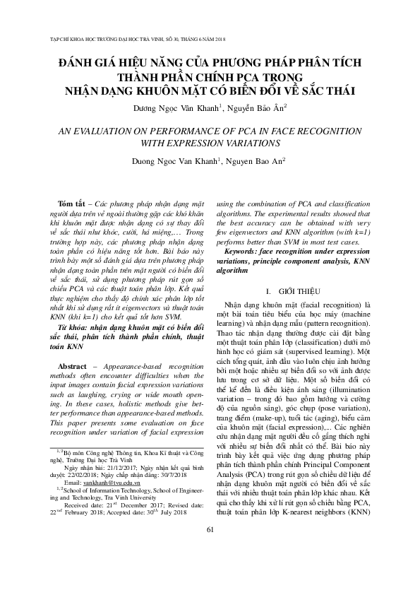 (PDF) An Evaluation on Performance of Pca in Face Recognition with ...