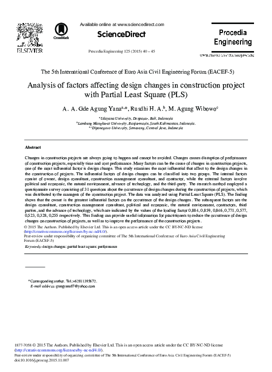 (PDF) Analysis of Factors Affecting Design Changes in Construction ...