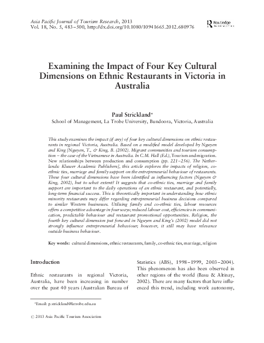 (PDF) Examining the Impact of Four Key Cultural Dimensions on Ethnic ...