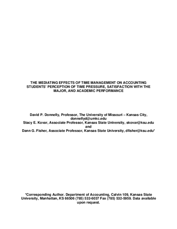 (PDF) The Mediating Effects of Time Management on Accounting Students ...