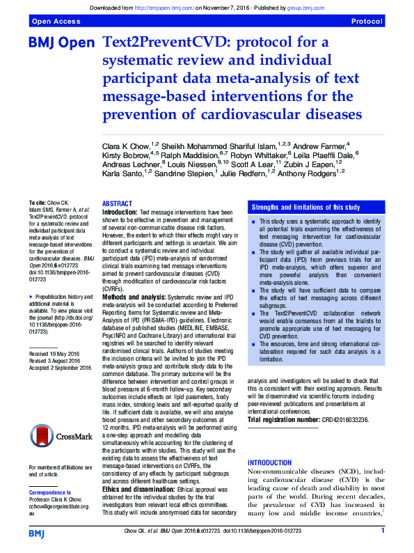 (PDF) Text2PreventCVD: protocol for a systematic review and individual ...