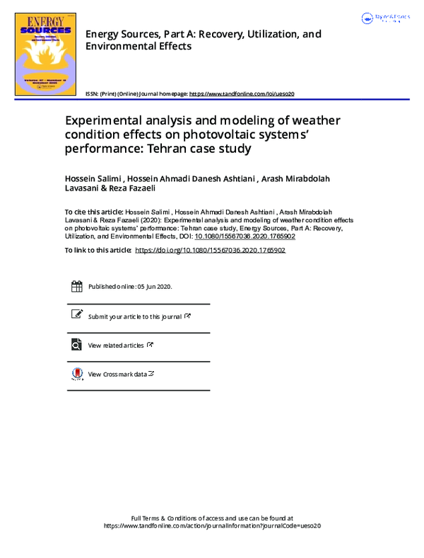 (PDF) Experimental analysis and modeling of weather condition effects ...