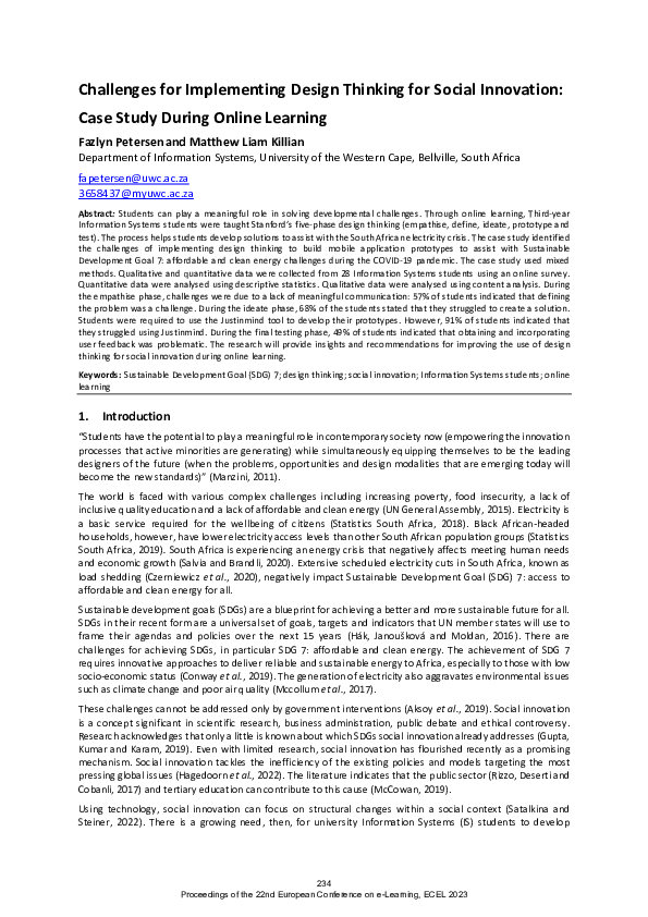 (PDF) Challenges for implementing design thinking for social innovation ...
