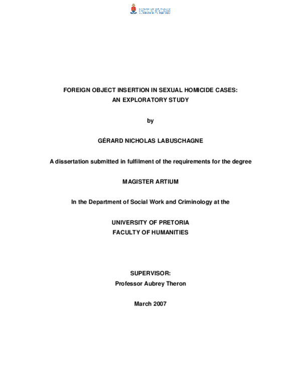 (PDF) Foreign object insertion in sexual homicide cases : an ...