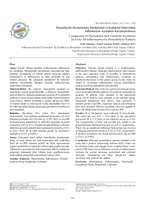 (PDF) Comparison of Paricalcystol and Calcitriol Treatment in terms of ...