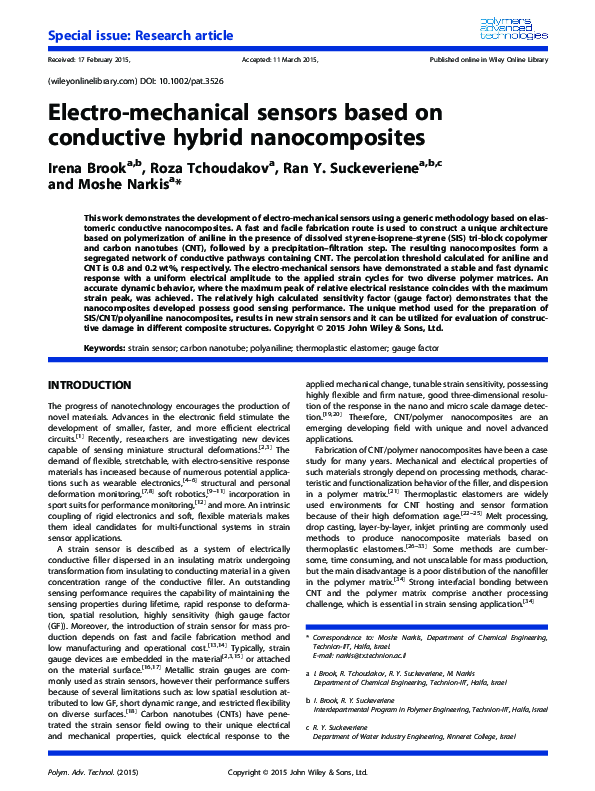(PDF) Electro-mechanical sensors based on conductive hybrid nanocomposites