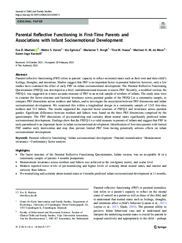 (PDF) Parental Reflective Functioning in First-Time Parents and ...
