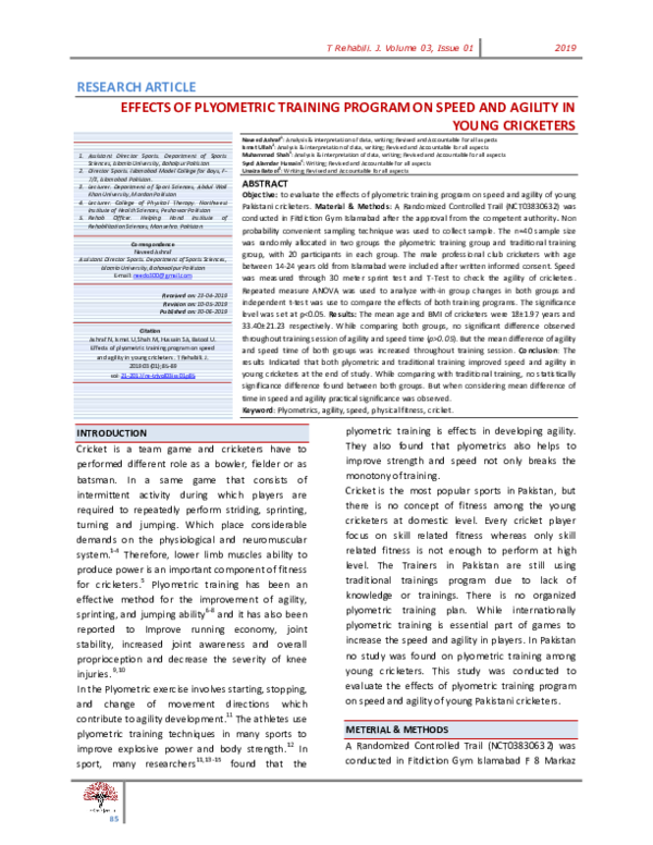 (PDF) Effects of Plyometric Training Program on Speed and Agility in ...