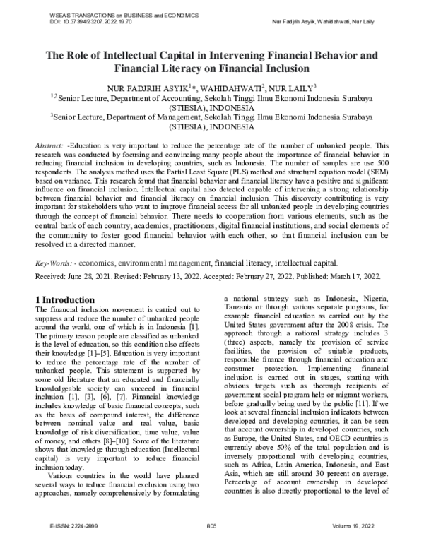 (PDF) The Role Of Intellectual Capital In Intervening Financial ...