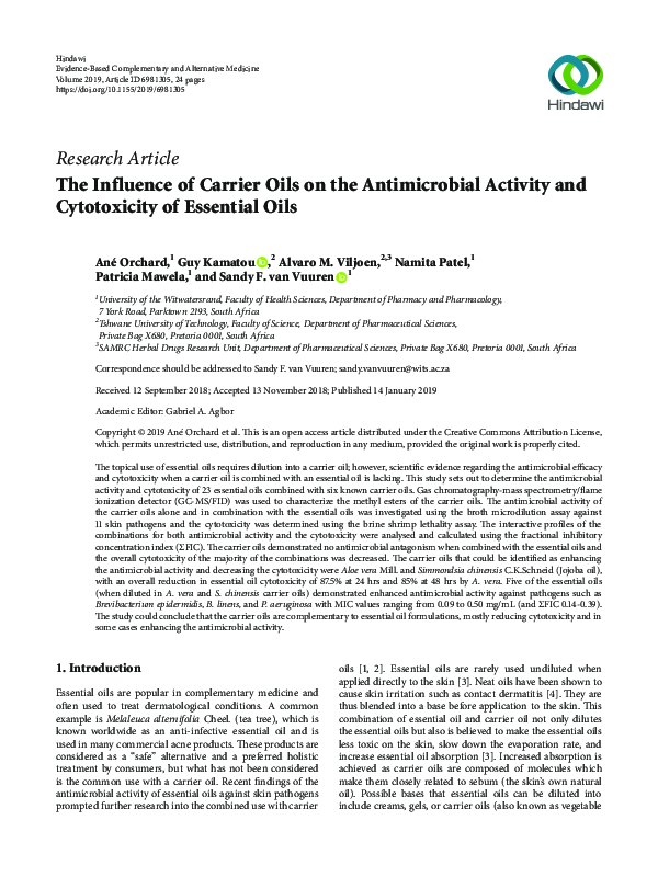 (PDF) The Influence of Carrier Oils on the Antimicrobial Activity and ...