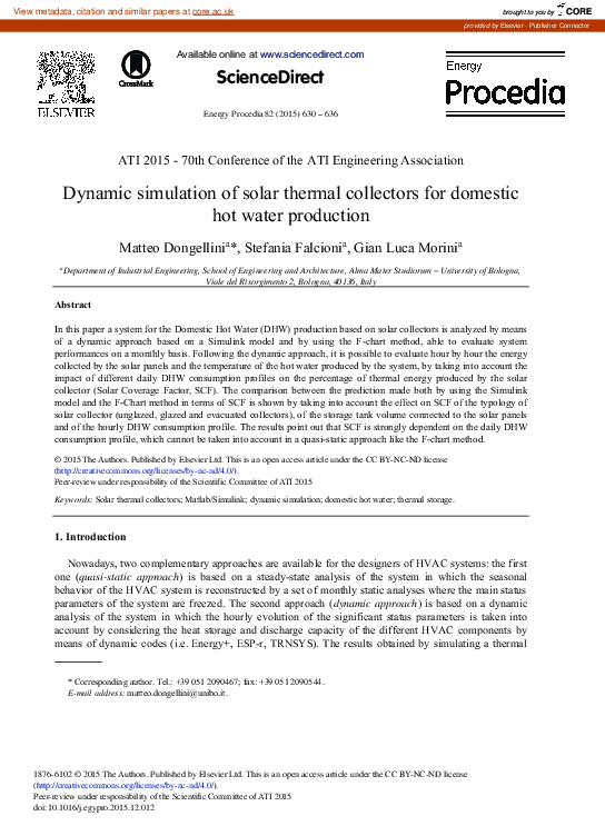 (PDF) Dynamic Simulation of Solar Thermal Collectors for Domestic Hot ...
