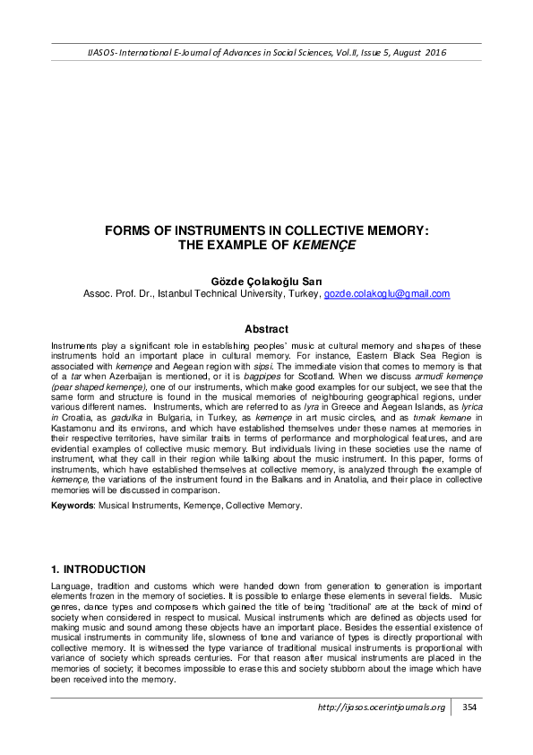 (PDF) Forms of Instruments in Collective Memory: The Example of Kemençe