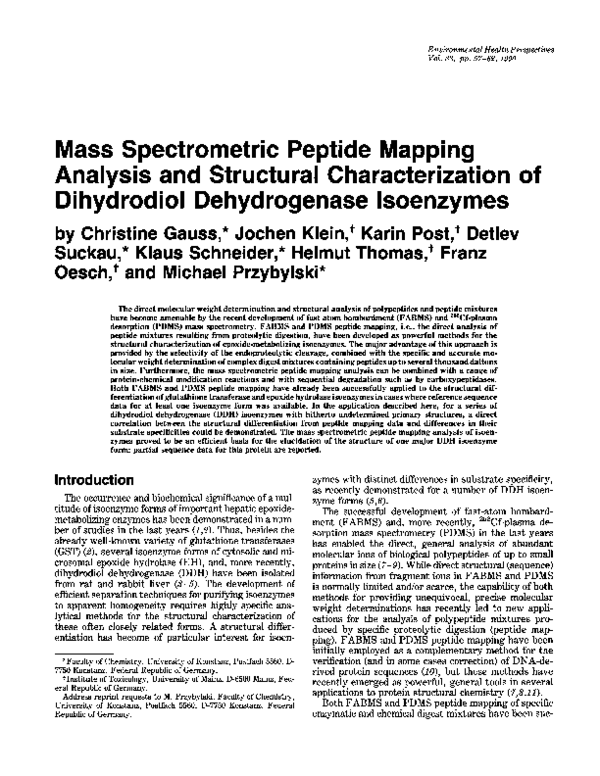 (PDF) Mass spectrometric peptide mapping analysis and structural ...