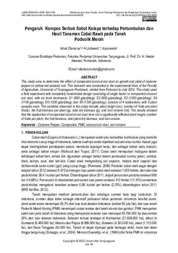 (PDF) Pengaruh Kompos Serbuk Sabut Kelapa Terhadap Pertumbuhan Dan