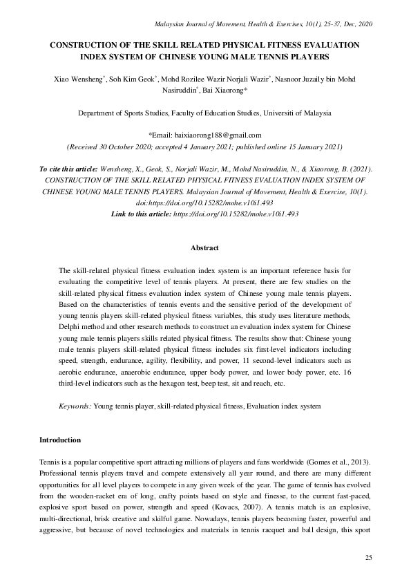 (PDF) Construction of the Skill Related Physical Fitness Evaluation ...