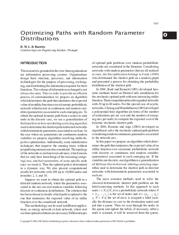 (PDF) Optimizing Paths with Random Parameter Distributions