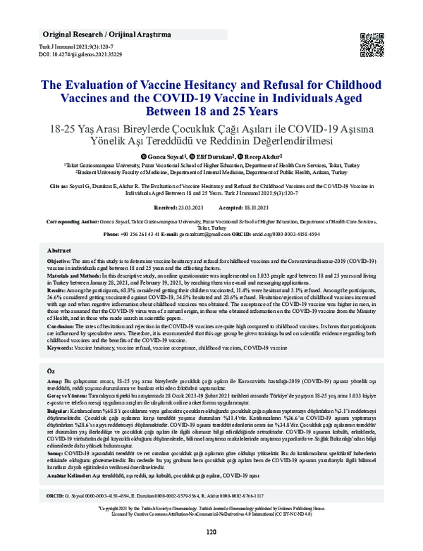 (PDF) The Evaluation of Vaccine Hesitancy and Refusal for Childhood ...