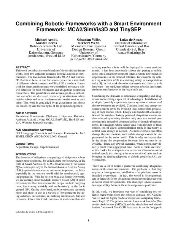 (PDF) Combining robotic frameworks with a smart environment framework