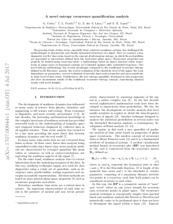 (PDF) A novel entropy recurrence quantification analysis