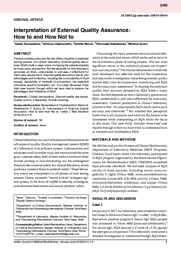 (PDF) Interpretation of External Quality Assurance: How to and How Not to