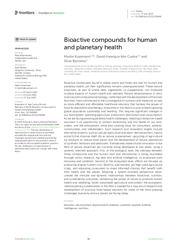 (PDF) Bioactive compounds for human and planetary health