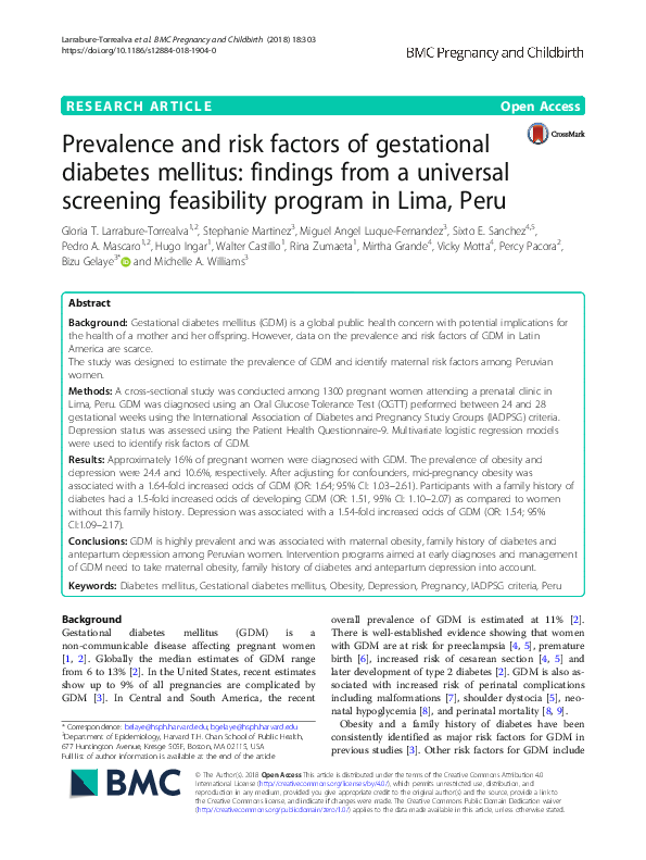 (PDF) Prevalence and risk factors of gestational diabetes mellitus ...
