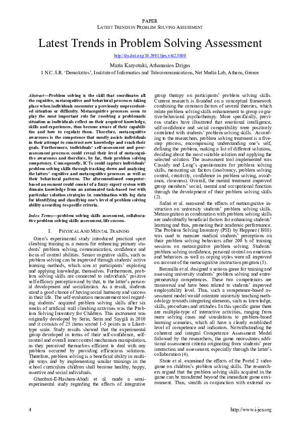 (PDF) Latest Trends in Problem Solving Assessment
