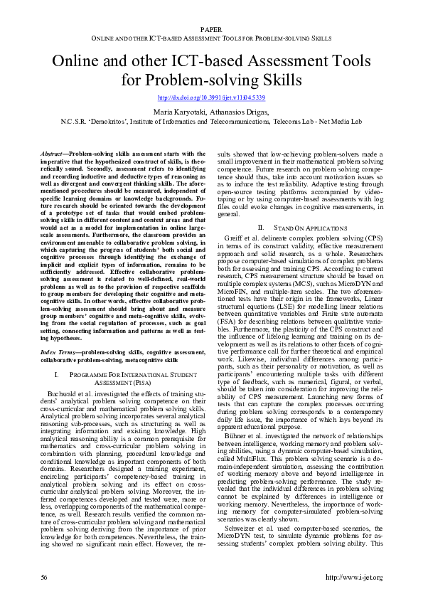 (PDF) Online and other ICT-based Assessment Tools for Problem-solving ...